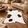 Calf hide rug white dark spotted - living room