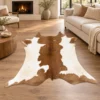 Calf hide rug brown white spine - living room