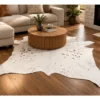 Calf hide rug white fine speckles - living room