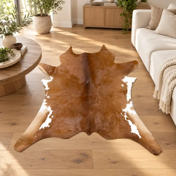 Calf hide rug brown - living room
