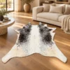 Calf hide rug black white spotted - living room
