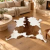 Calf hide rug brown white - living room