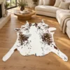Calf hide rug brown white speckled - living room