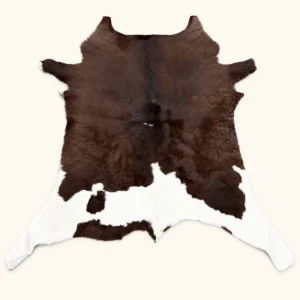 Calf hide rug chocolate brown white - main studio