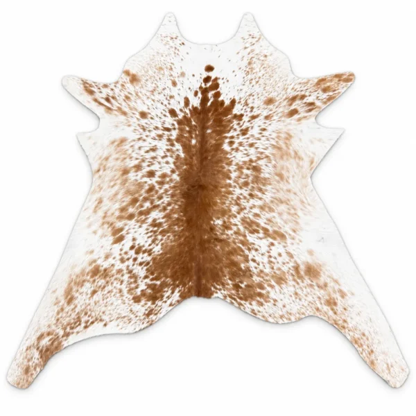 Calf hide rug white and caramel brown speckled - main studio