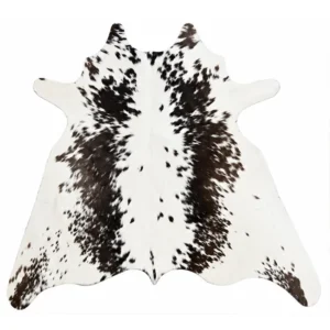 Calf hide rug white and dark brown speckled - main studio