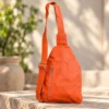 Rust Orange Leather Sling Bag | Cowhide Crossbody Australia