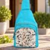 Turquoise Blue Leather Sling Bag | Cowhide Crossbody Australia