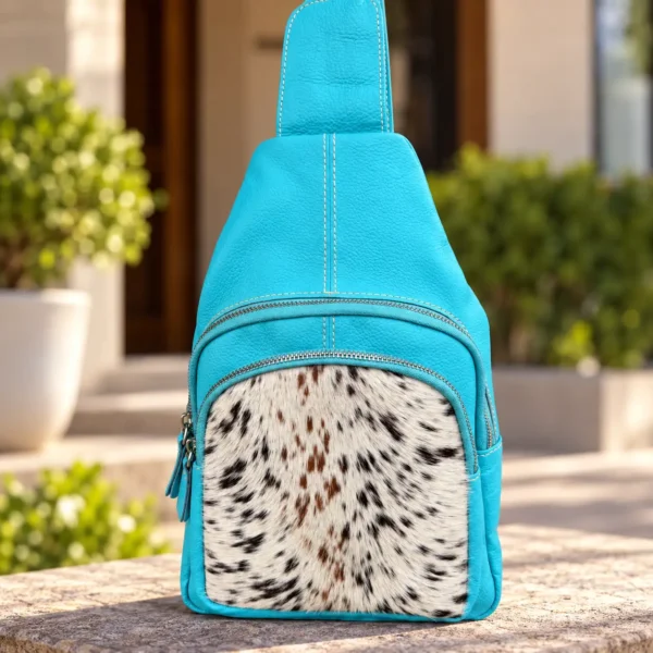 Turquoise Blue Leather Sling Bag | Cowhide Crossbody Australia