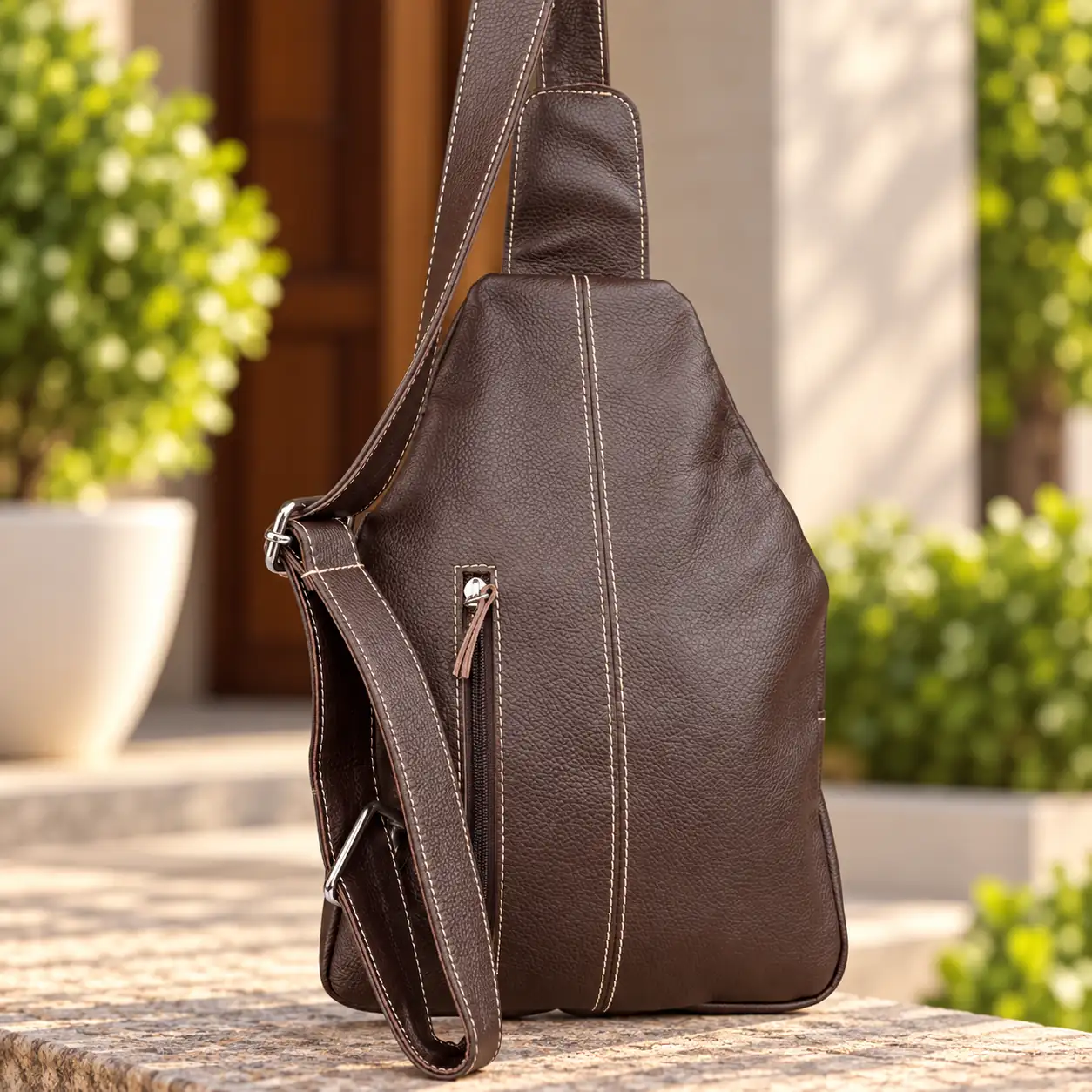 Brown Leather Sling Bag | Cowhide Sling Crossbody Australia