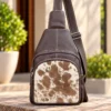 Brown Leather Sling Bag | Cowhide Sling Crossbody Australia