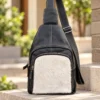 Black Leather Sling Bag | Cowhide Crossbody Sling Australia