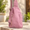Dusty Pink Leather Sling Bag | Cowhide Crossbody Australia