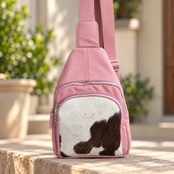 Dusty Pink Leather Sling Bag | Cowhide Crossbody Australia