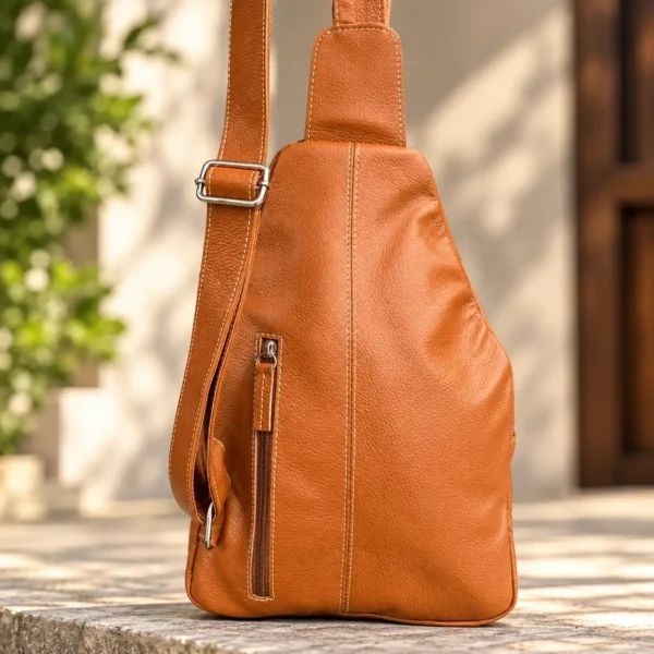 Cognac Leather Sling Bag | Cowhide Crossbody Sling Australia