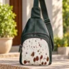 Forest Green Leather Sling Bag | Cowhide Crossbody Australia