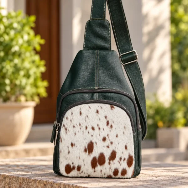 Forest Green Leather Sling Bag | Cowhide Crossbody Australia
