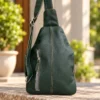 Forest Green Leather Sling Bag | Cowhide Crossbody Australia