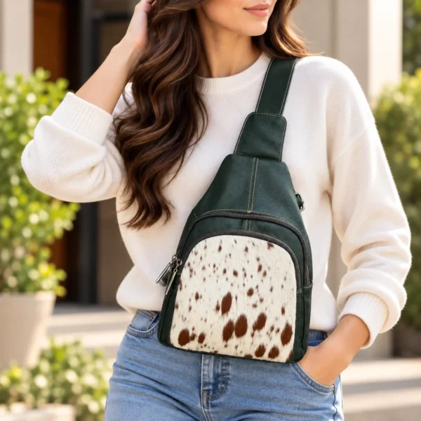 Forest Green Leather Sling Bag | Cowhide Crossbody Australia