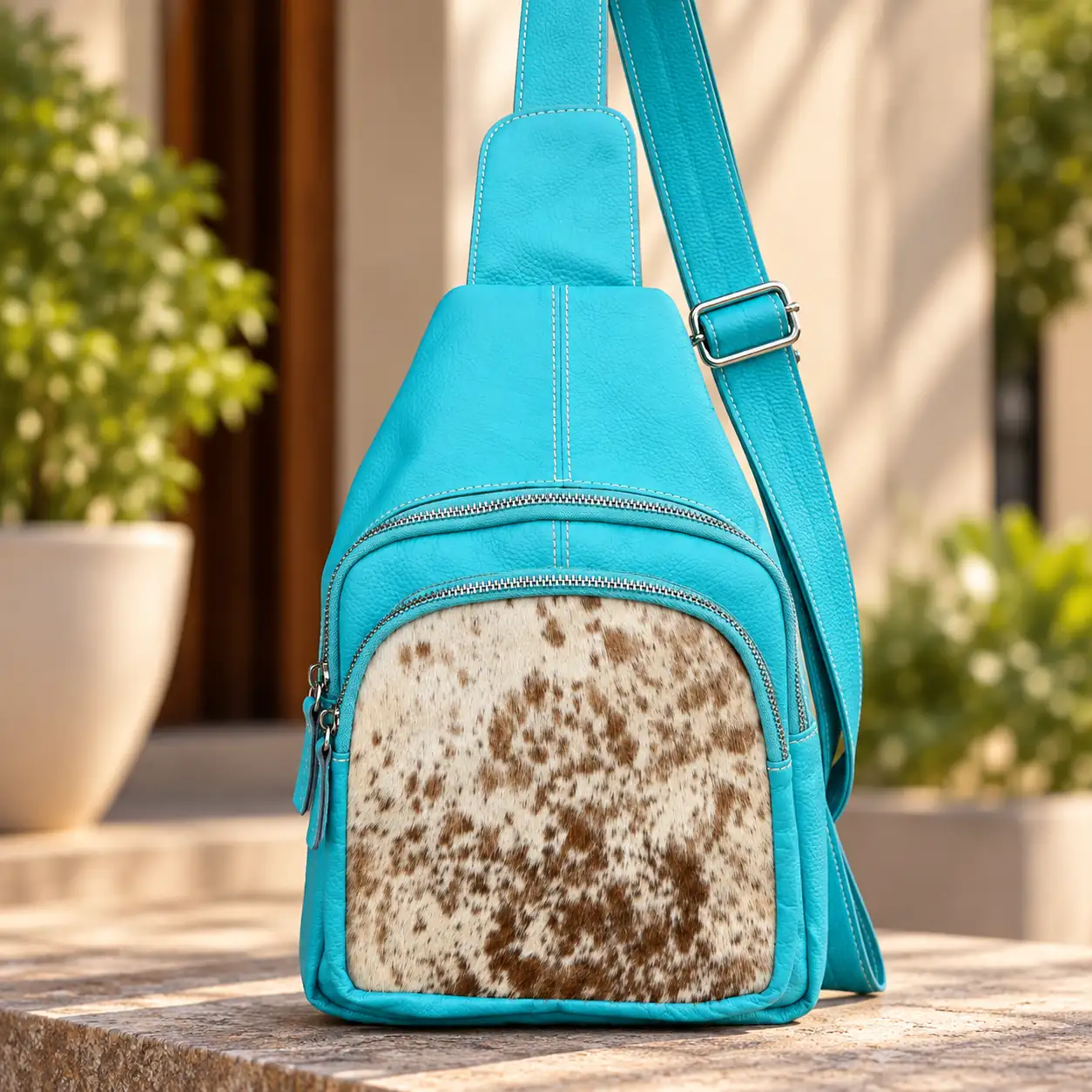 Turquoise Leather Sling Bag | Cowhide Crossbody Sling Australia